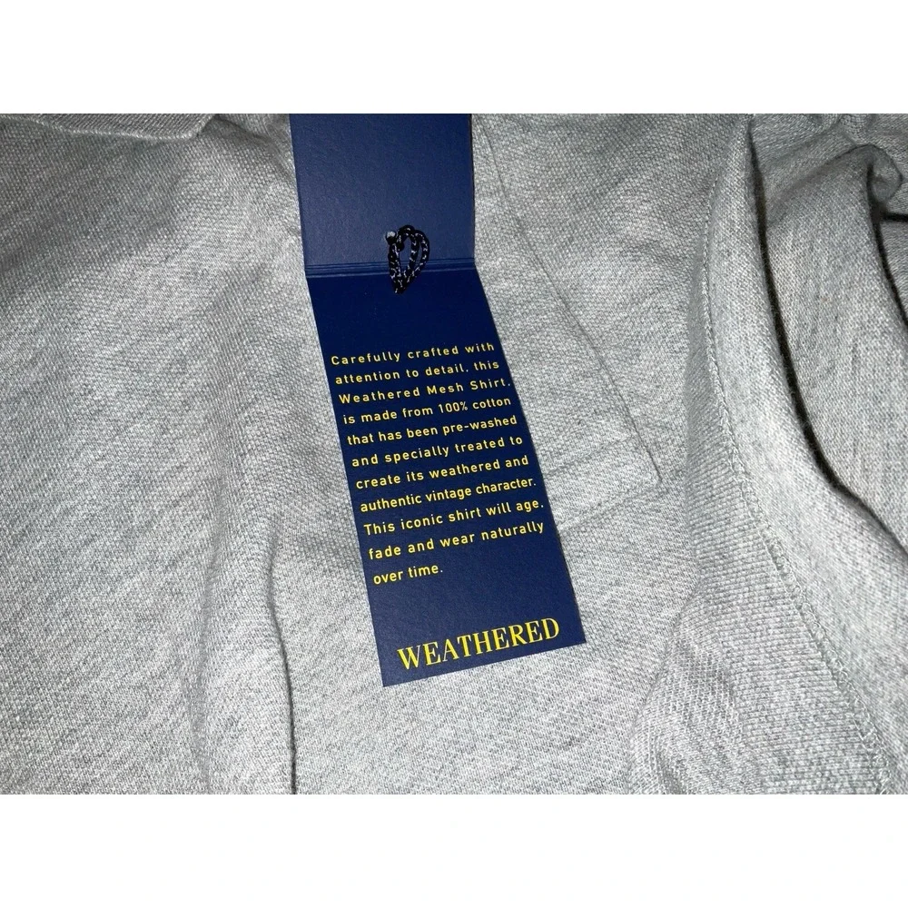 NWT Men's Polo Ralph Lauren Long Sleeve Polo‎ Shirt Gray Heather Navy Pony 4XLT
